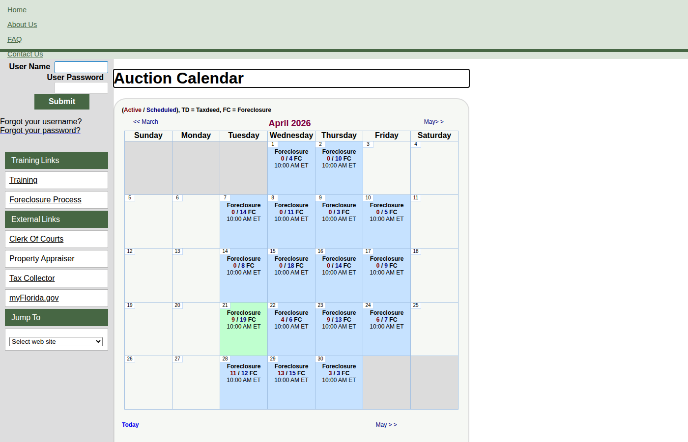 Step 1: Go to the Broward County Auction Calendar