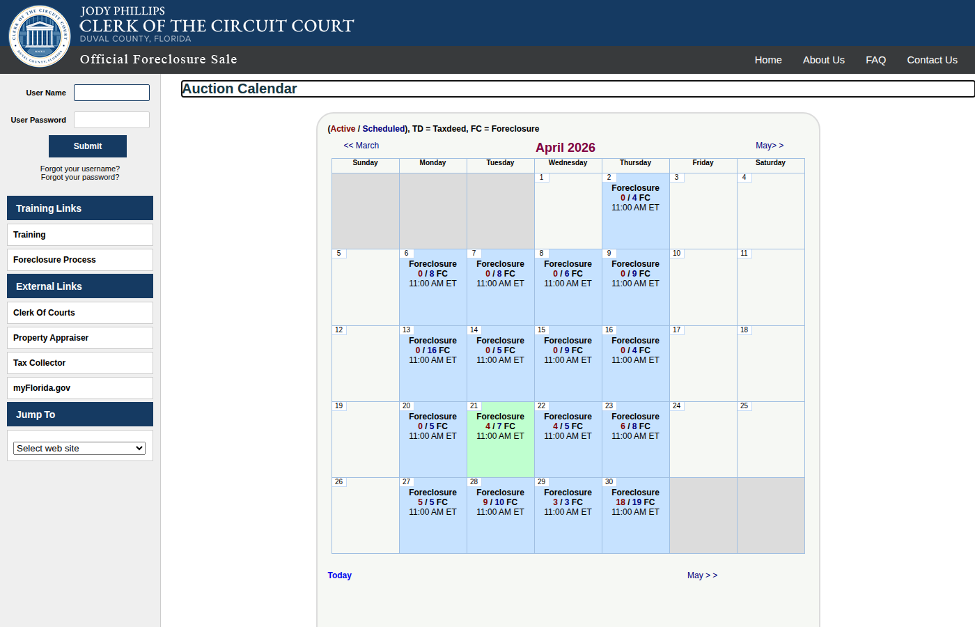Step 1: Go to the Duval County Auction Calendar