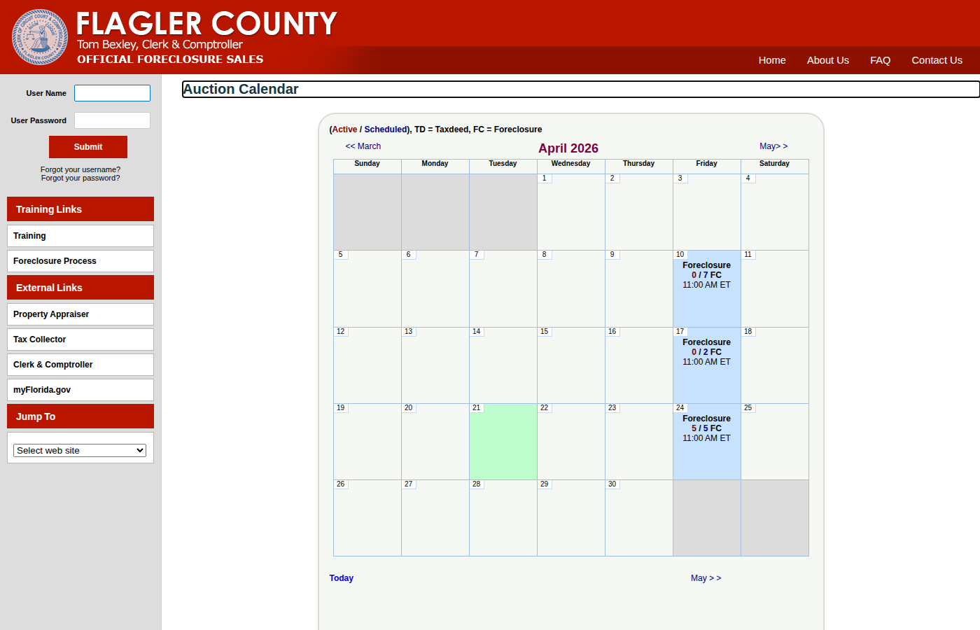 Step 1: Go to the Flagler County Auction Calendar