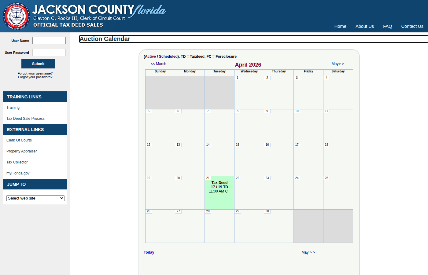 Step 1: Go to the Jackson County Auction Calendar