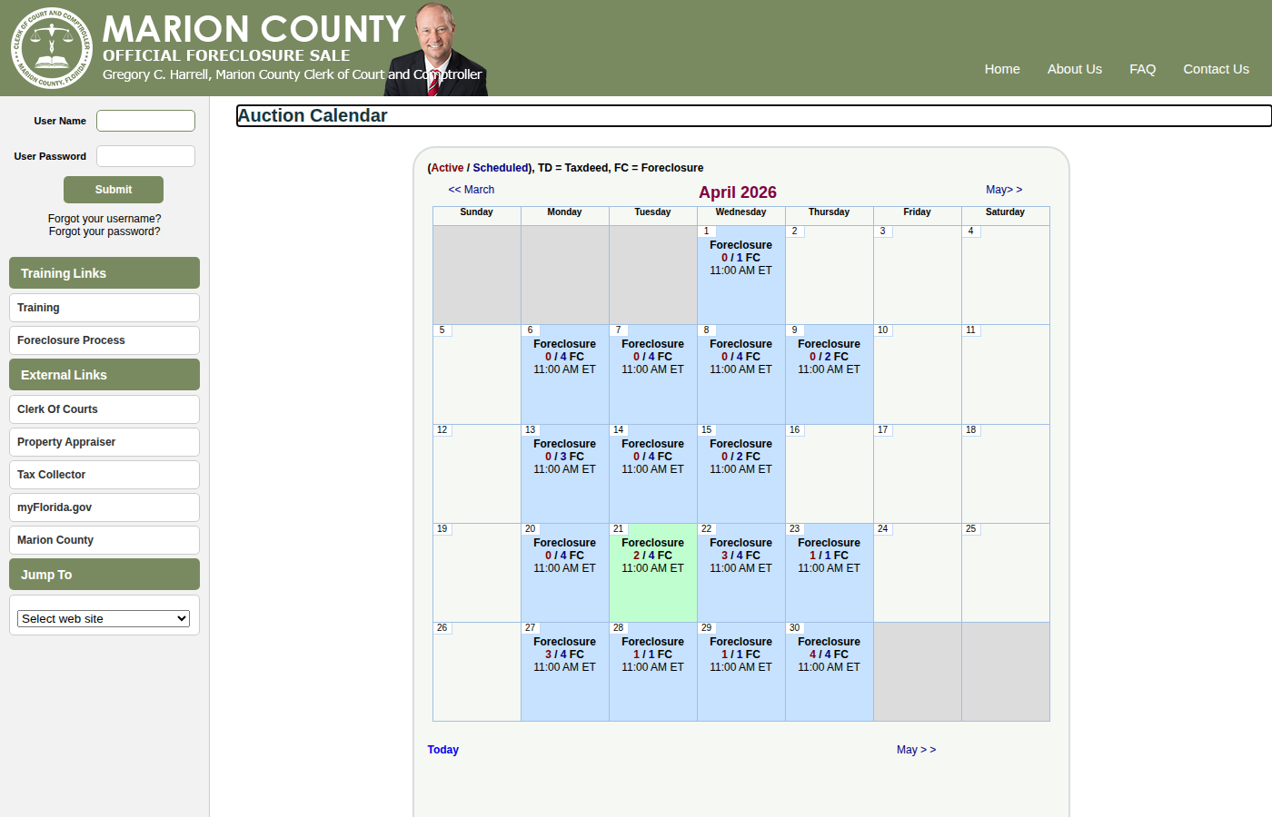 Step 1: Go to the Marion County Auction Calendar