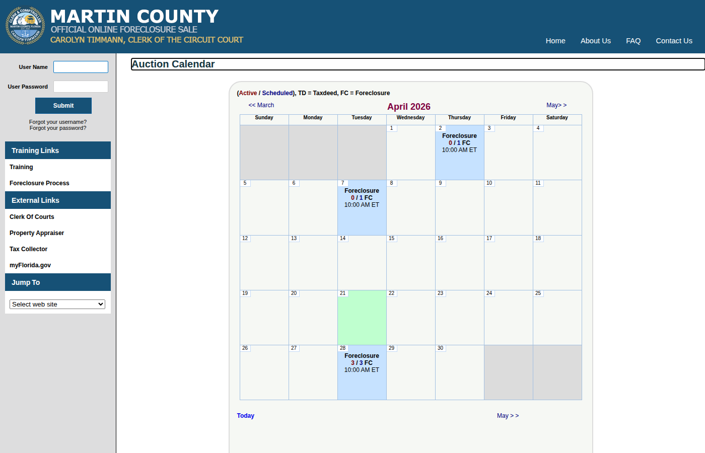 Step 1: Go to the Martin County Auction Calendar
