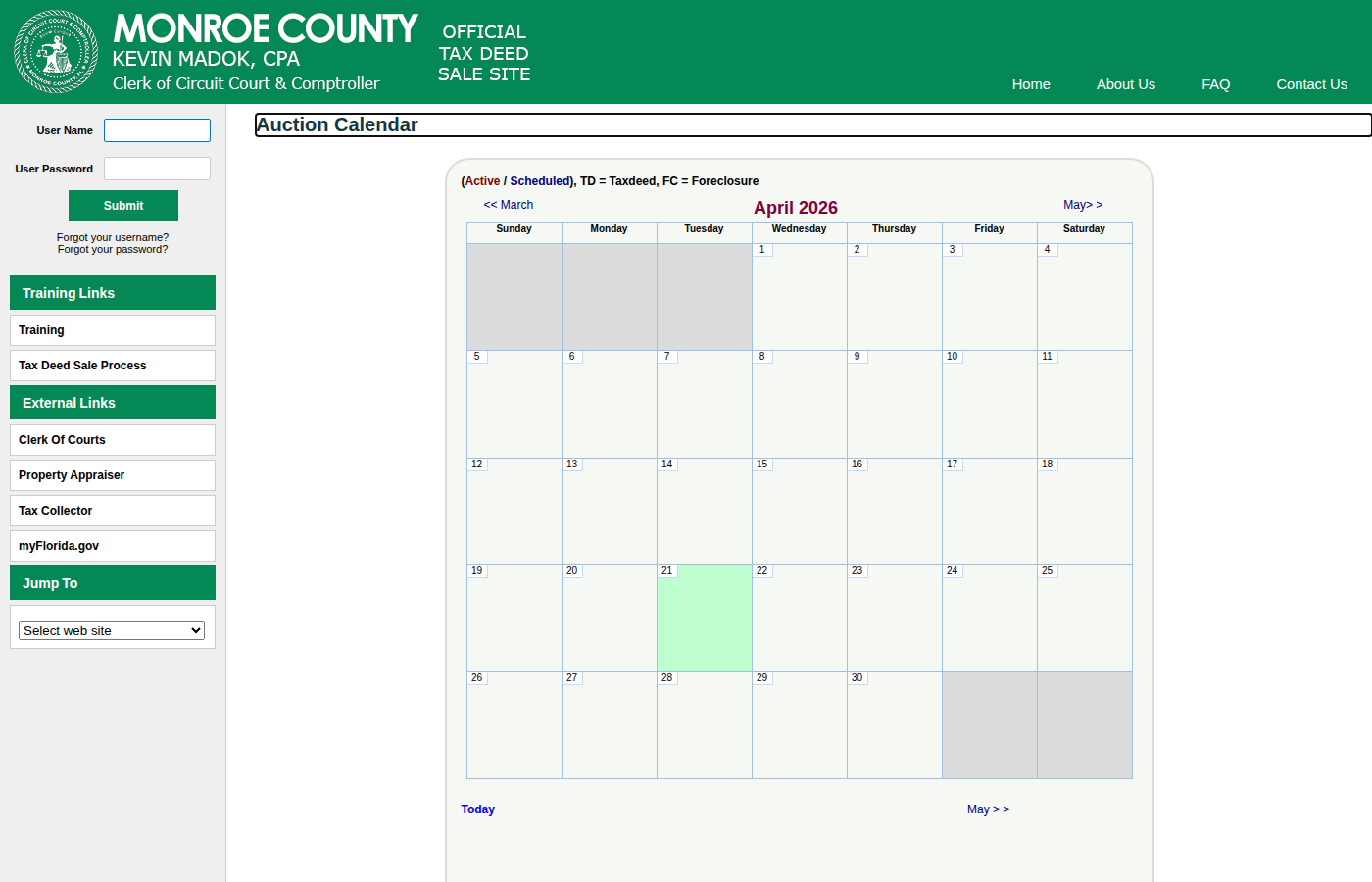 Step 1: Go to the Monroe County Auction Calendar