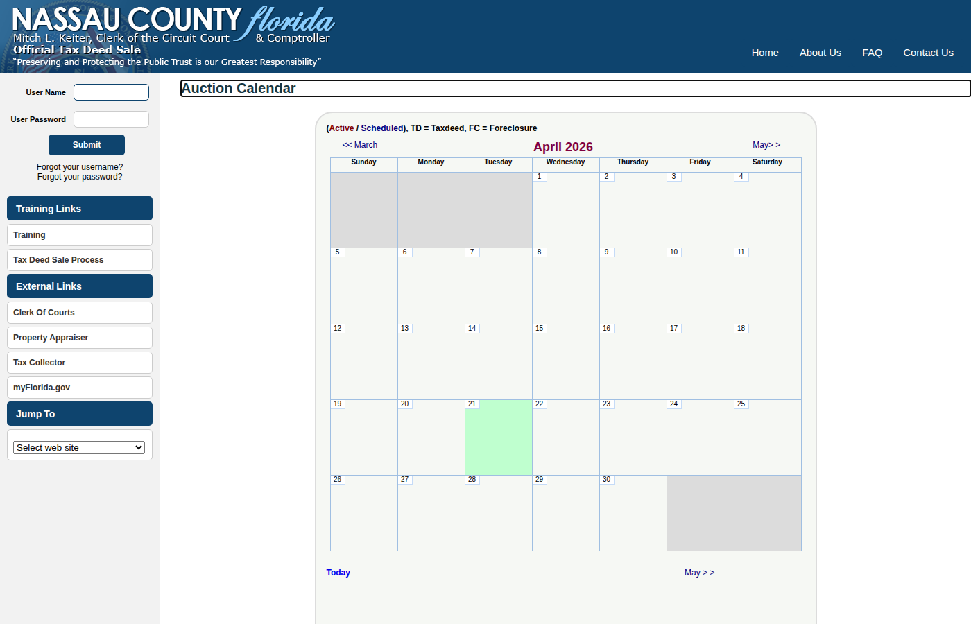 Step 1: Go to the Nassau County Auction Calendar