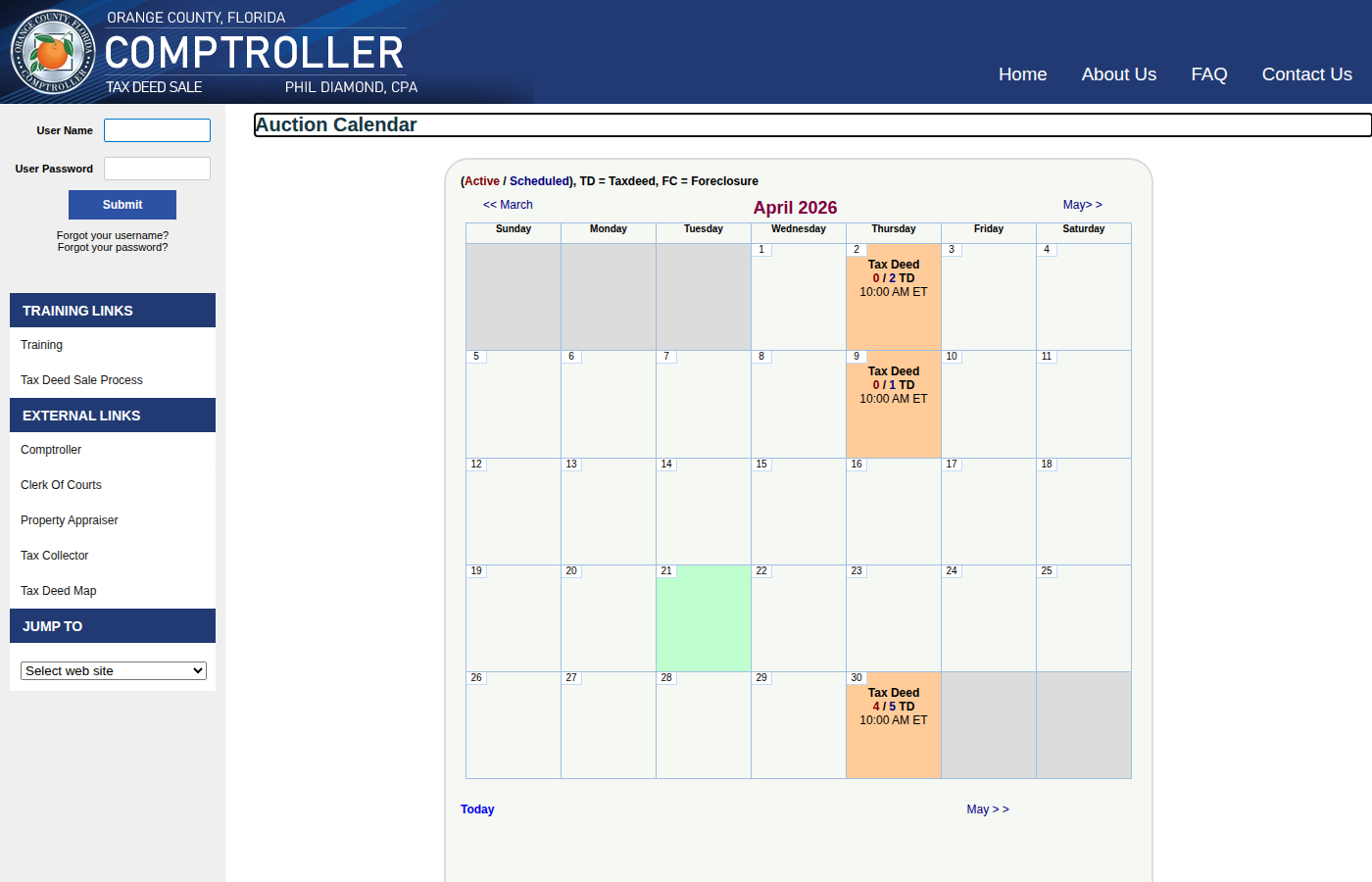Step 1: Go to the Orange County Auction Calendar