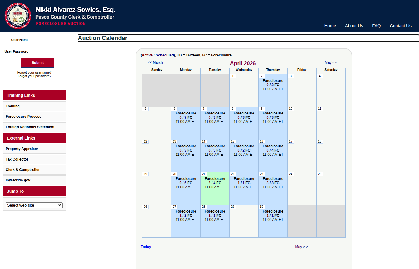 Step 1: Go to the Pasco County Auction Calendar