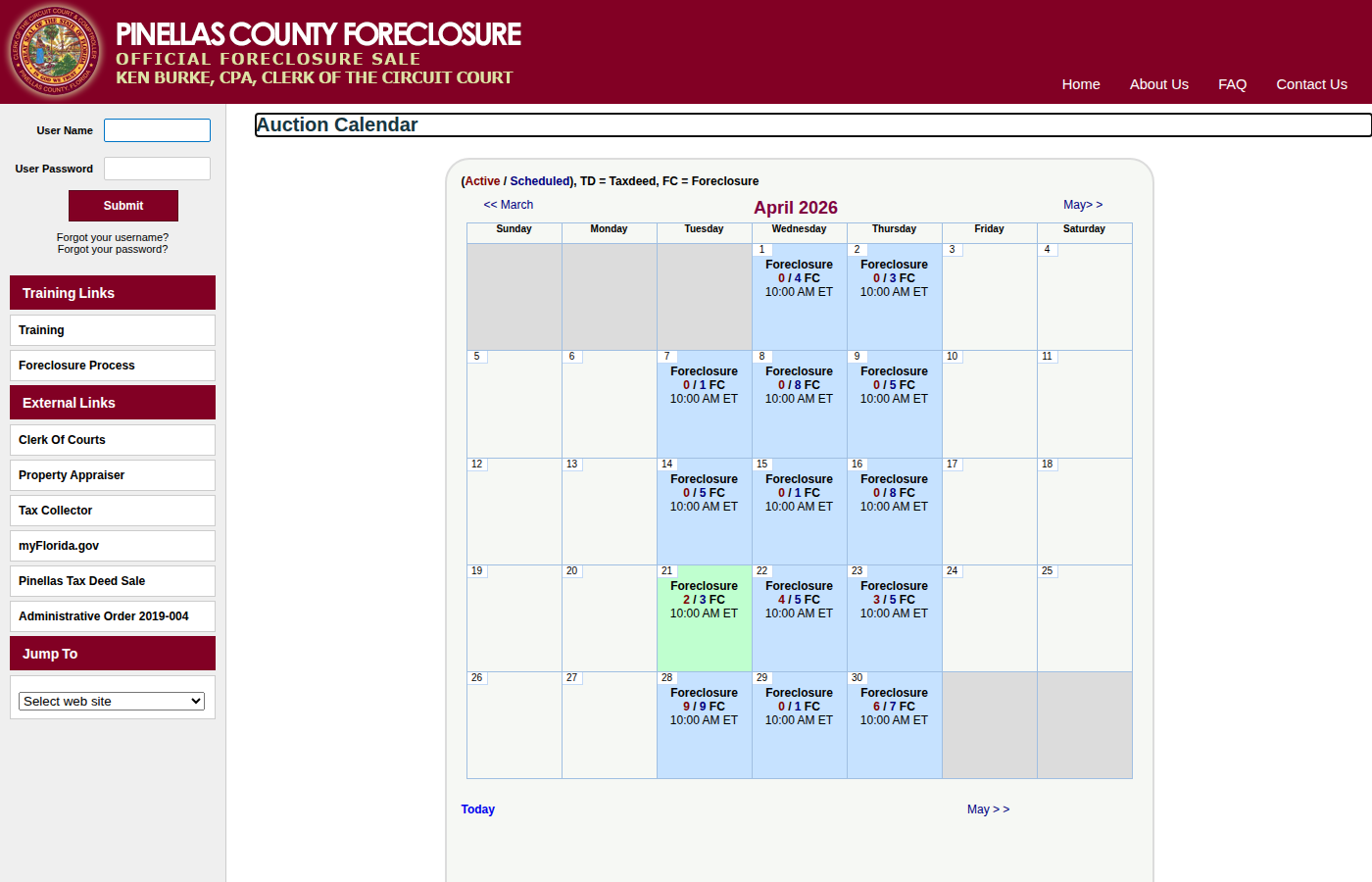 Step 1: Go to the Pinellas County Auction Calendar