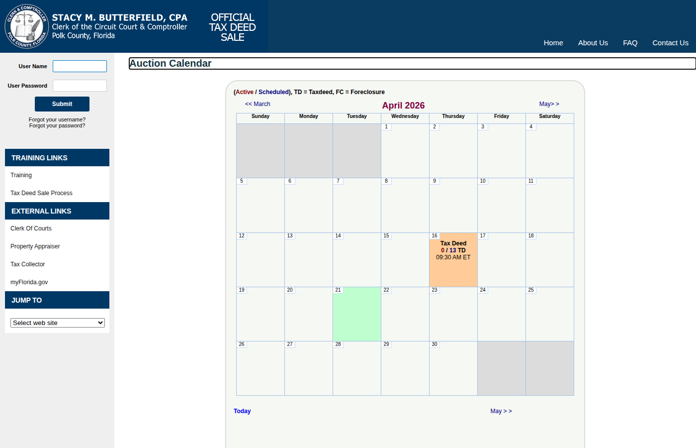 Step 1: Go to the Polk County Auction Calendar