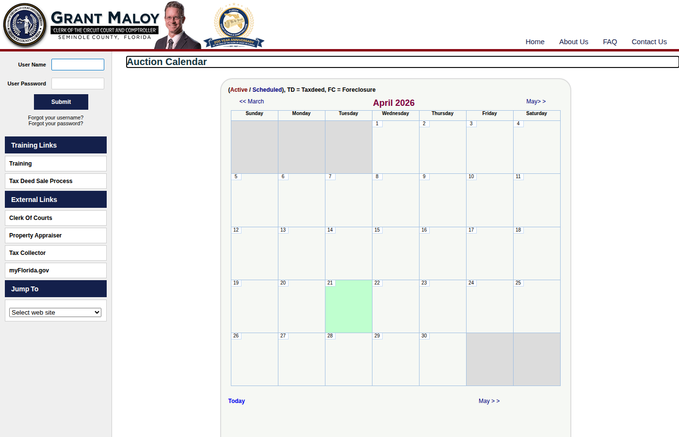 Step 1: Go to the Seminole County Auction Calendar