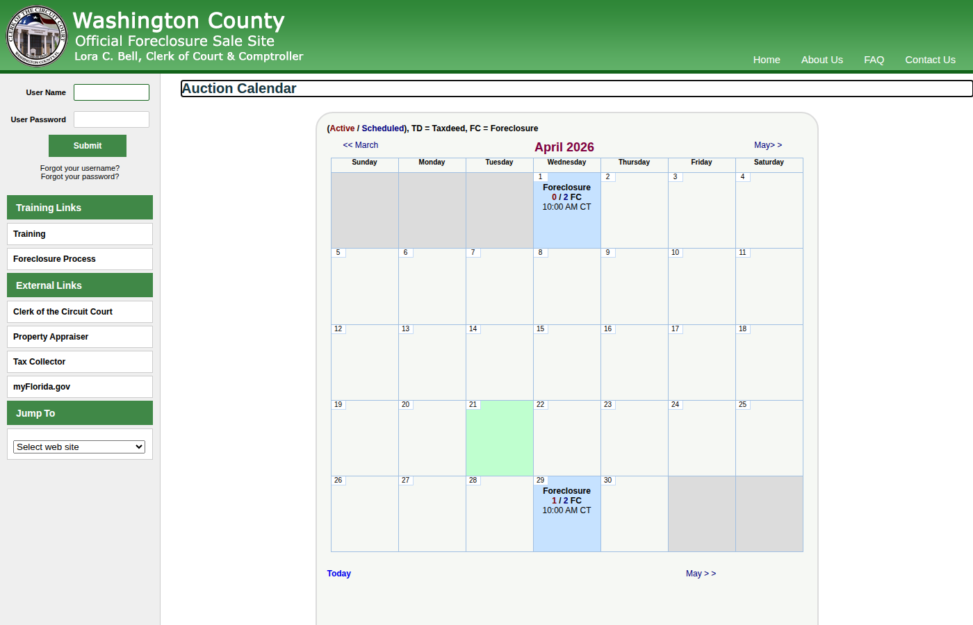 Step 1: Go to the Washington County Auction Calendar