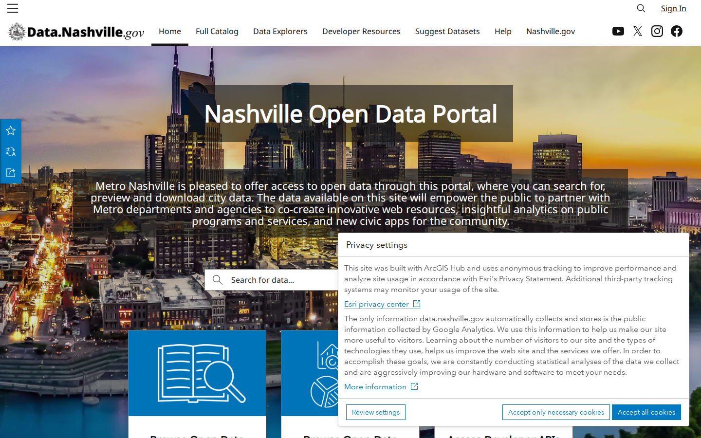 Step 1: Go to the Nashville Open Data Portal — Davidson County, Tennessee code violations